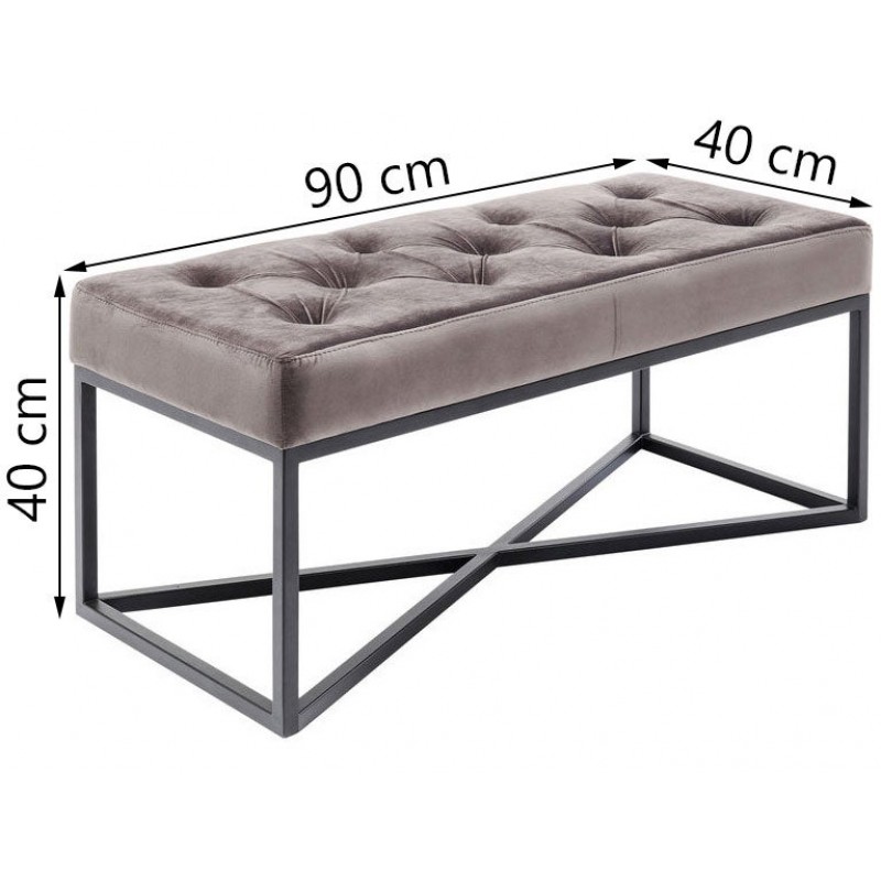 Bench Crossover Grey Black 90x40cm